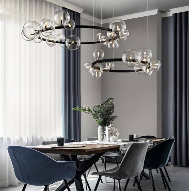 Nordic Circle Design Bubble Chandelier,Creative Light Glass Chandelier