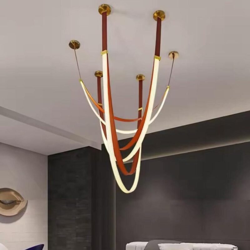 Postmodern duplex staircase chandelier