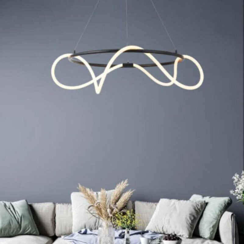 Twine Light Fixture, Modern Long Line Chandelier